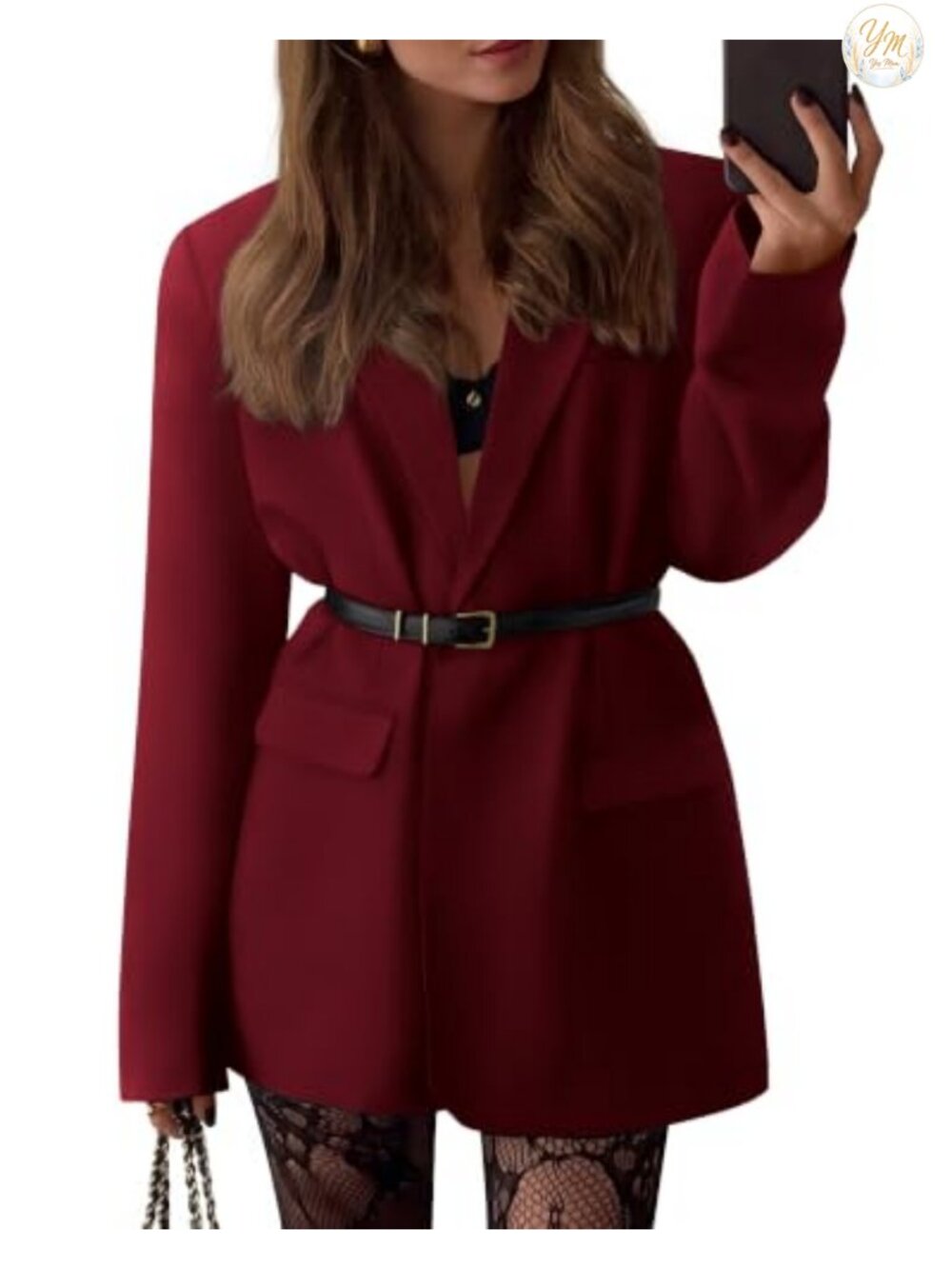 Oversized Business Casual Blazer Single Button Notched Lapel Suit Jacket